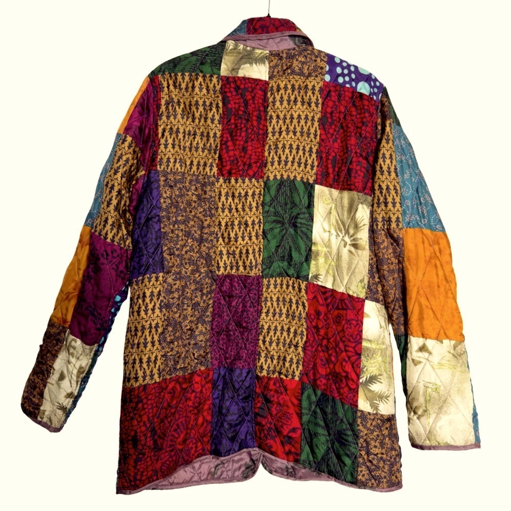 Kantha Style Silk Reversible Patchwork Blazer - image 2